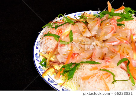 Image of Chinese style snapper sashimi with plenty of vegetables Image of Chinese style snapper sashimi with plenty of vegetables 66228821