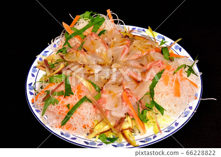Image of Chinese style snapper sashimi with plenty of vegetables Image of Chinese style snapper sashimi with plenty of vegetables 66228822