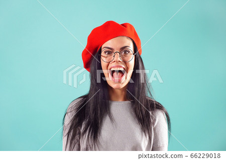 Portrait of glamorous beauty in red beret 66229018