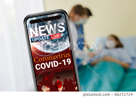 coronavirus update on mobile phone in hospital 66231724