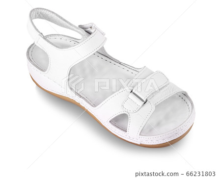 Beautiful photo of female leather sandals isolated 66231803