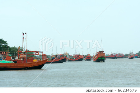 Many Commercial nautical vessels anchored in protected nautical mile zone area. Midnapore, India Many Commercial nautical vessels anchored in protected nautical mile zone area. Midnapore, India 66234579