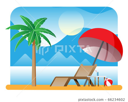 Landscape of palm tree on beach 66234602