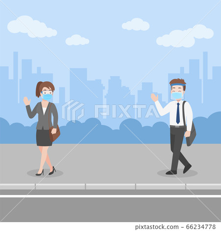 New normal life People in business casual outfits - Stock Illustration ...