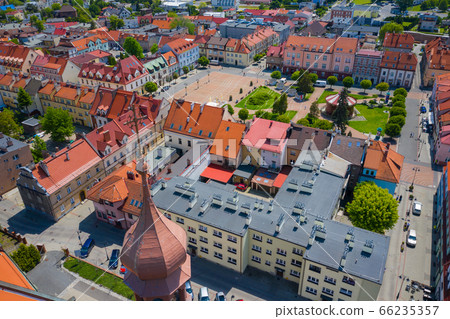 Aerial view of central square in Zory. Upper Silesia. Poland. Aerial view of central square in Zory. Upper Silesia. Poland. 66235357