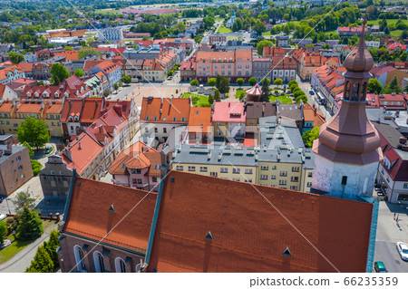 Aerial view of central square in Zory. Upper Silesia. Poland. Aerial view of central square in Zory. Upper Silesia. Poland. 66235359