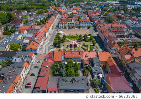 Aerial view of central square in Zory. Upper Silesia. Poland.  66235363