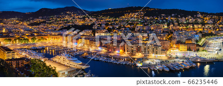 View of Old Port of Nice with yachts, France in the evening 66235446