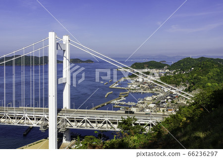 岡山縣倉敷市瀨戶大橋和下水港 岡山縣倉敷市瀨戶大橋和下水港 66236297