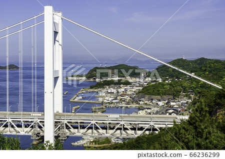 岡山縣倉敷市瀨戶大橋和下水港 岡山縣倉敷市瀨戶大橋和下水港 66236299