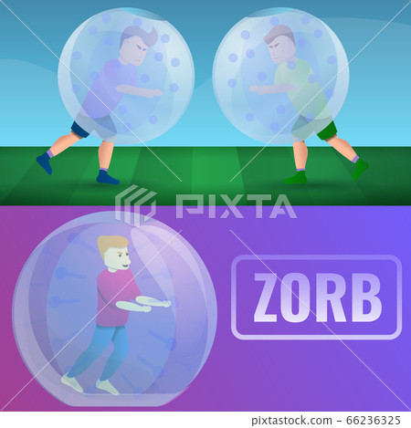 Zorb banner set, cartoon style 66236325