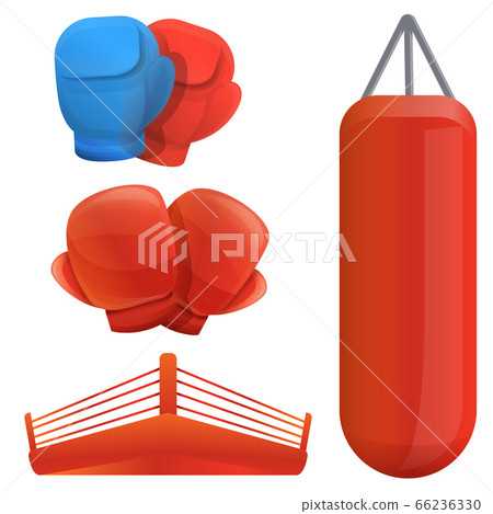 Boxing icons set, cartoon style Boxing icons set, cartoon style 66236330