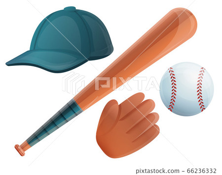 Baseball icons set, cartoon style 66236332