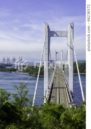 岡山縣瀨戶大橋和築地島倉敷市 66236572