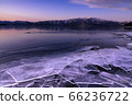 Thin ice evening view of Lake Kussharo 66236722