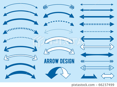 顯示左右線條和曲線的箭頭圖標集（藍色） 66237499