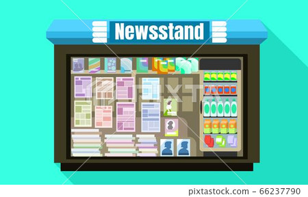 Newsstand glass window icon, flat style 66237790