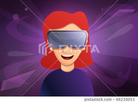 Woman in virtual reality concept banner, cartoon style Woman in virtual reality concept banner, cartoon style 66238053