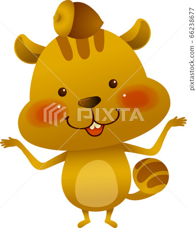 Illustration of a squirrel standing in front with both hands raised Illustration of a squirrel standing in front with both hands raised 66238677