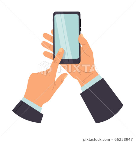 vector illustration of a phone in a man's hand.... - Stock Illustration ...
