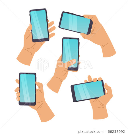 Cartoon Hands And Mobile Phone Hand Of Man Stock Illustration