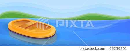 Inflatable boat on river concept banner, cartoon style Inflatable boat on river concept banner, cartoon style 66239201