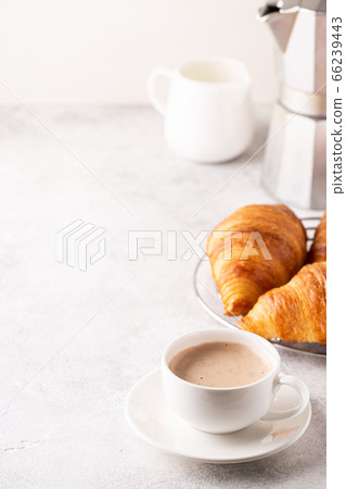 Breakfast with coffee and croissants 66239443