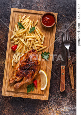 Half Roasted Chicken Piri Piri with French Fries 66239482