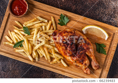Half Roasted Chicken Piri Piri with French Fries 66239483