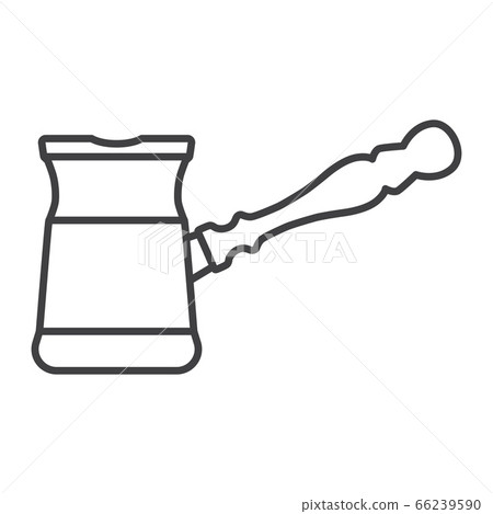 Coffee turk line icon. Turkish copper pot for Coffee turk line icon. Turkish copper pot for 66239590