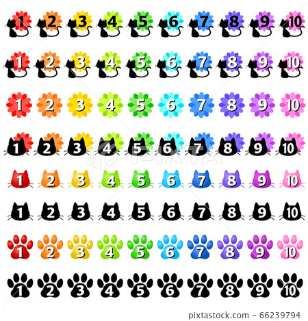 數字圖標集（貓，花，爪子） 66239794