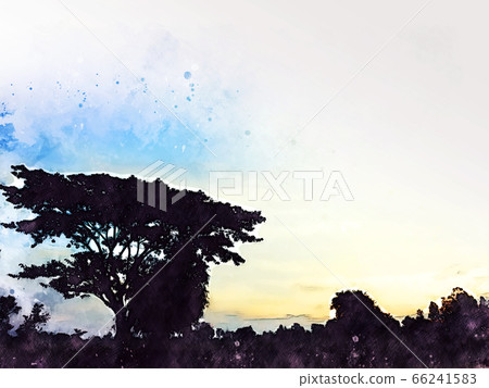 Abstract colorful shape on tree and field landscape watercolor illustration painting background. Abstract colorful shape on tree and field landscape watercolor illustration painting background. 66241583