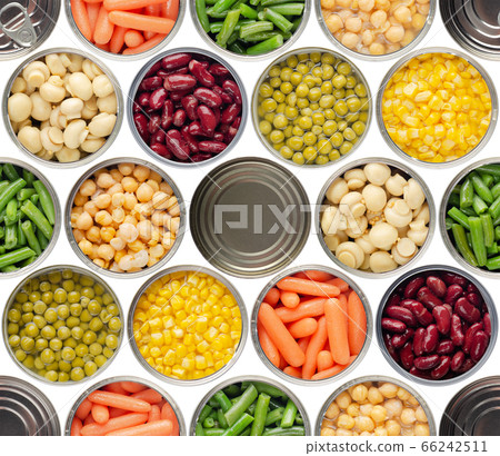 Seamless food background made of opened canned Seamless food background made of opened canned 66242511