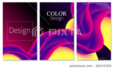 Color Poster. 3d Wave. Cover Set. Fluid Flow. Color Poster. 3d Wave. Cover Set. Fluid Flow. 66243309