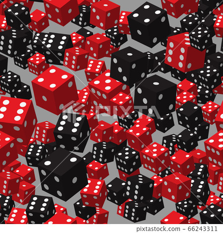 Red Black Dice Seamless Pattern, 3D Illustration Red Black Dice Seamless Pattern, 3D Illustration 66243311