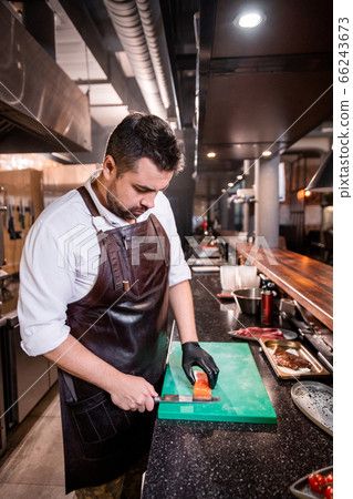 Preparing fish steak for cooking 66243673