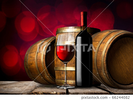 Wine and barrels 66244082
