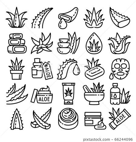 Aloe icons set, outline style 66244096