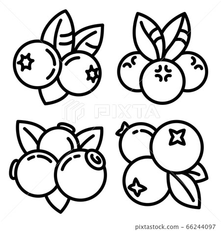 Bilberry icons set, outline style 66244097