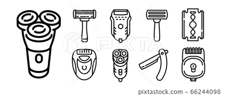 Shaver icons set, outline style 66244098