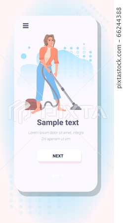 woman using vacuum cleaner girl cleaning floor... - Stock Illustration ...