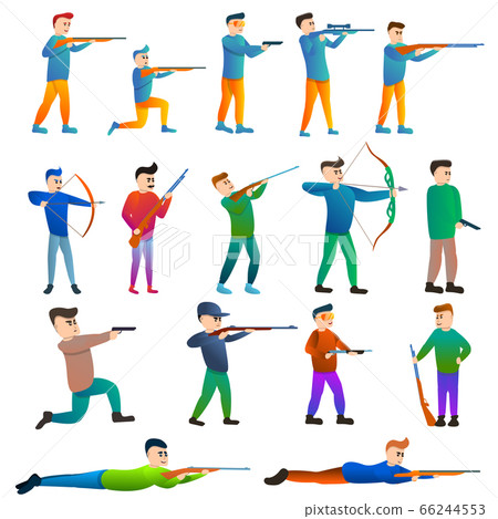 Shooting sport icons set, cartoon style Shooting sport icons set, cartoon style 66244553
