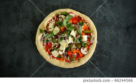 Top view of pizza meal preparation 66244566