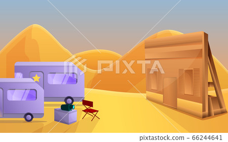Desert saloon film production concept banner, cartoon style 66244641
