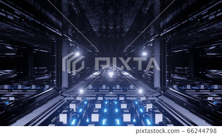 3d illustration background sci fi tunnel corridor with glowing neon in 4k uhd - perfect as wallpaper 66244798