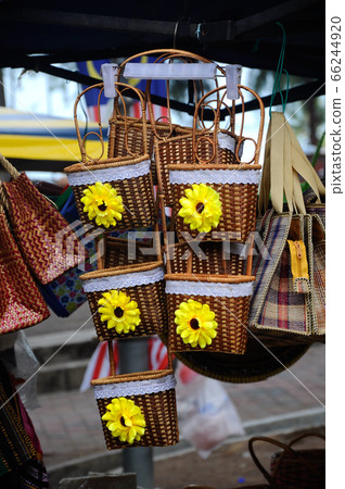 Malay traditional basket made of pandanus leaves and rattan 66244920