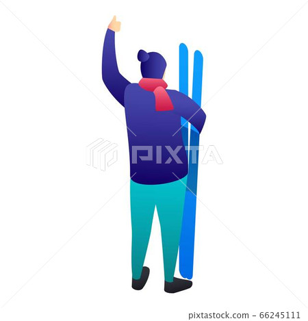 Boy take ski equipment icon, isometric style Boy take ski equipment icon, isometric style 66245111