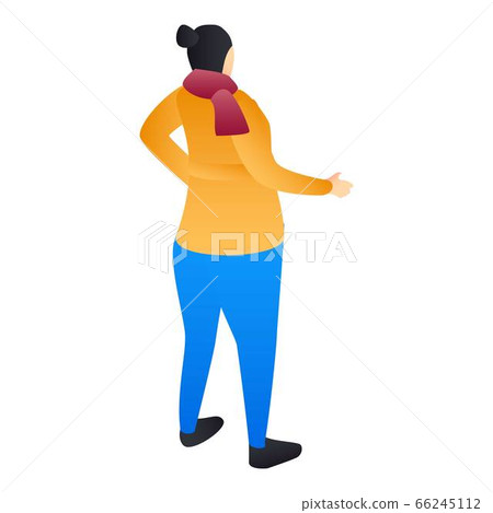 Back of woman in winter clothes icon, isometric style Back of woman in winter clothes icon, isometric style 66245112