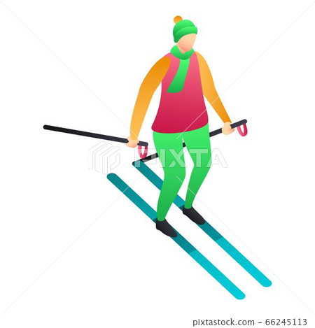 Colorful clothes man skiing icon, isometric style Colorful clothes man skiing icon, isometric style 66245113