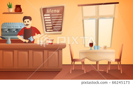 Barista restaurant concept banner, cartoon style Barista restaurant concept banner, cartoon style 66245173